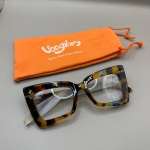 Vooglam Tortoiseshell Square Frame Glasses, No prescription